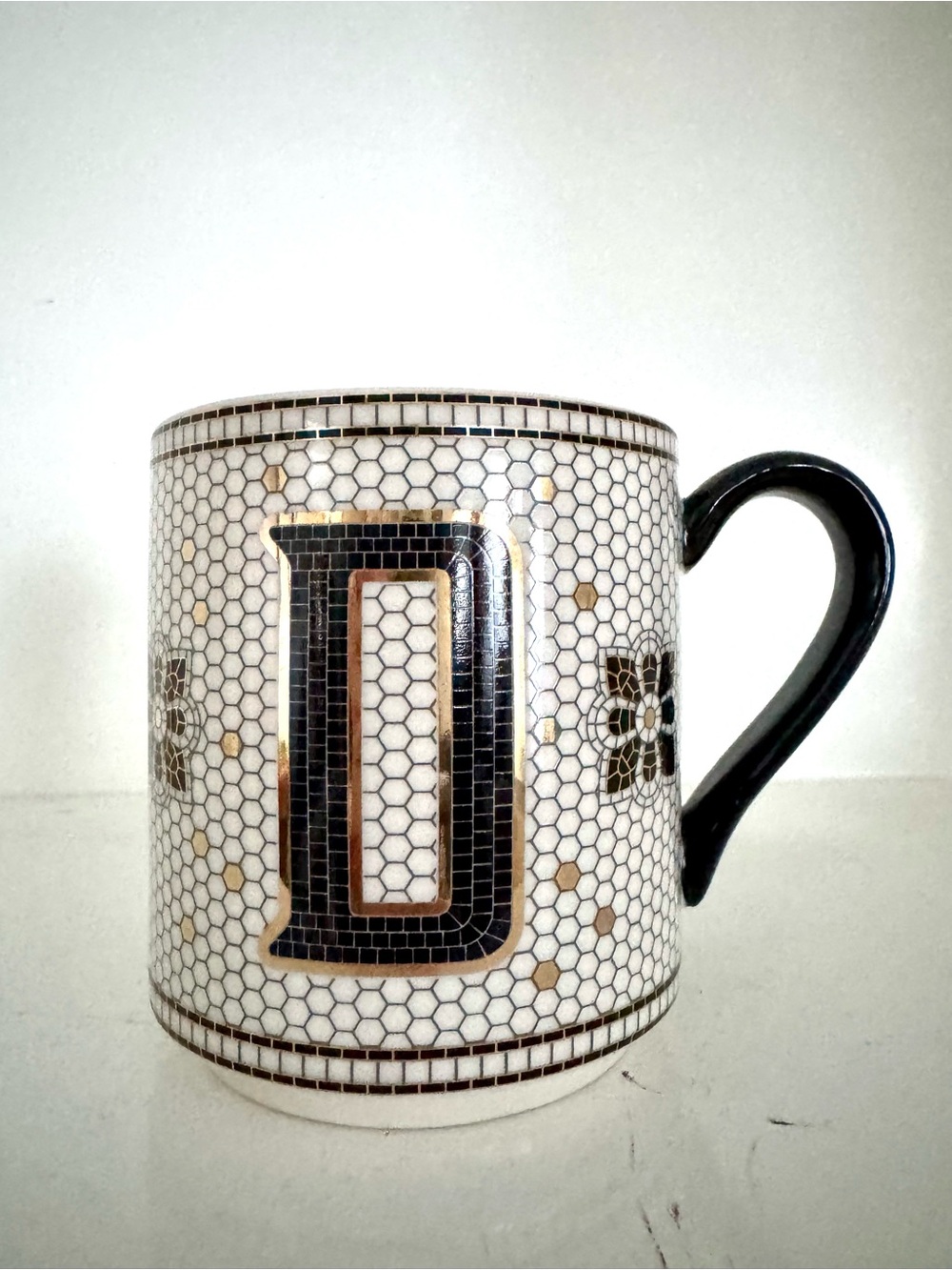 🖤 Anthropologie Bistro Tile Margot Monogram Mug — Letter "D" 🖤